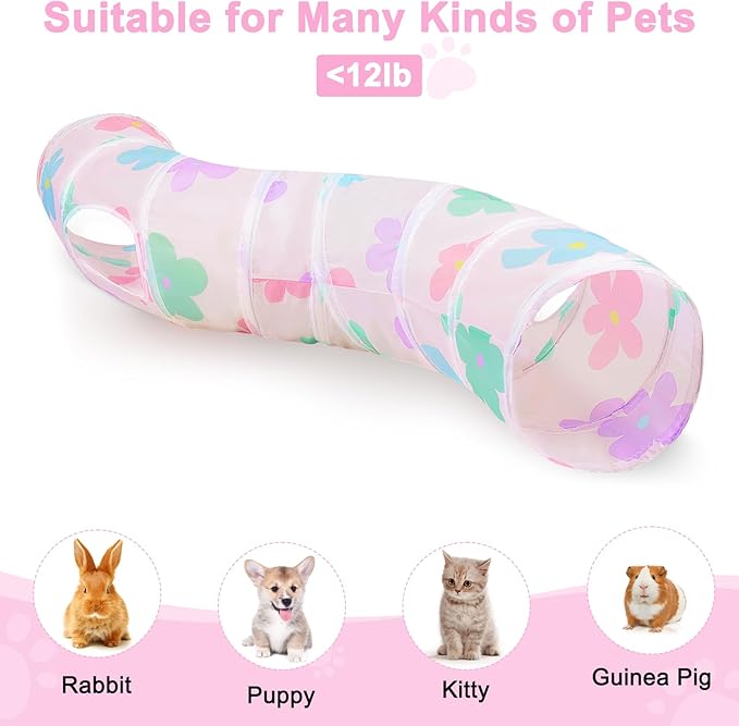 Glittme Cat Tunnel, Cat Tunnels for Indoor Cats, S-Shape Cats Cave with Cat Toys, Foldable Cat Tubes and Tunnels for Cats, Rabbit, Puppy, Guinea Pig