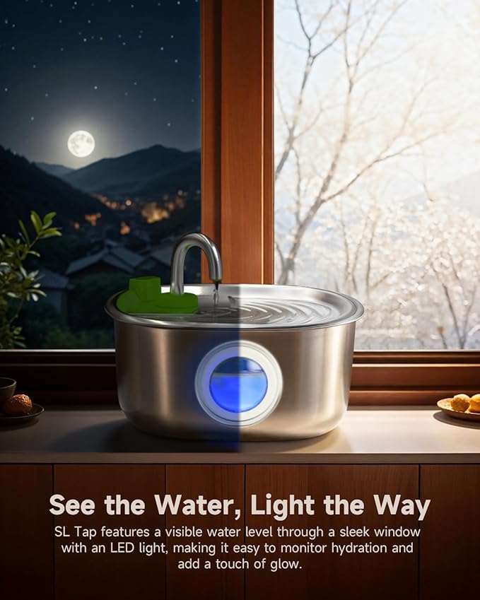 Dog Water Fountain Stainless Steel, 236 Oz/7L Automatic Dog Water Bowl Dispenser, Quiet Cat and Pet Water Dispenser Fountain with 2 Filters for Large Dogs, Cats, Multi-Pets - FS20