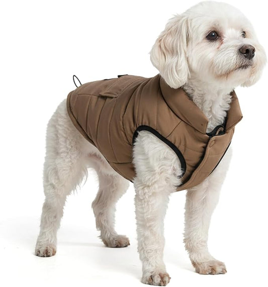 Spark Paws Dog Winter Jacket, Water-Resistant Coat, Warm Reflective Windproof Fleece-Interior, for Medium and Large Dogs - Tan - M