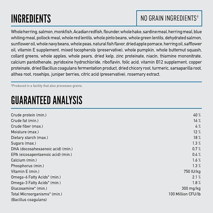 ORIJEN Grain Free Poultry Free High Protein Dry Dog Food Six Fish Recipe 13lb Bag