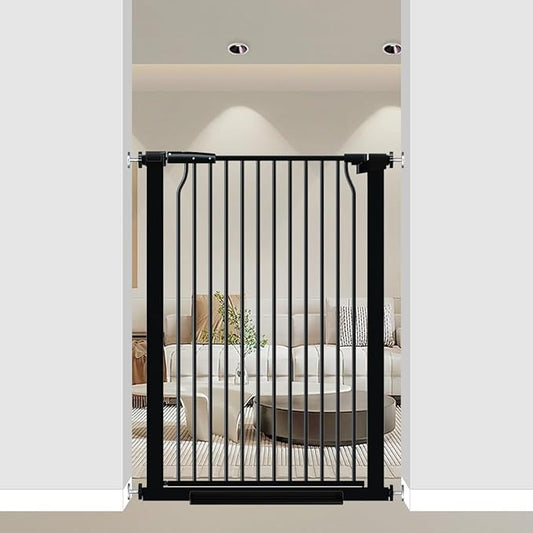 40.55" Extra Tall Baby Gate for Doorways Stairs, 29.6-32.5 in Narrow Baby Gates No Drill, Tall Dog Gate Indoor Walk Thru, Pressure Mounted Child Gate with Door for Pet Doggie Puppy Black