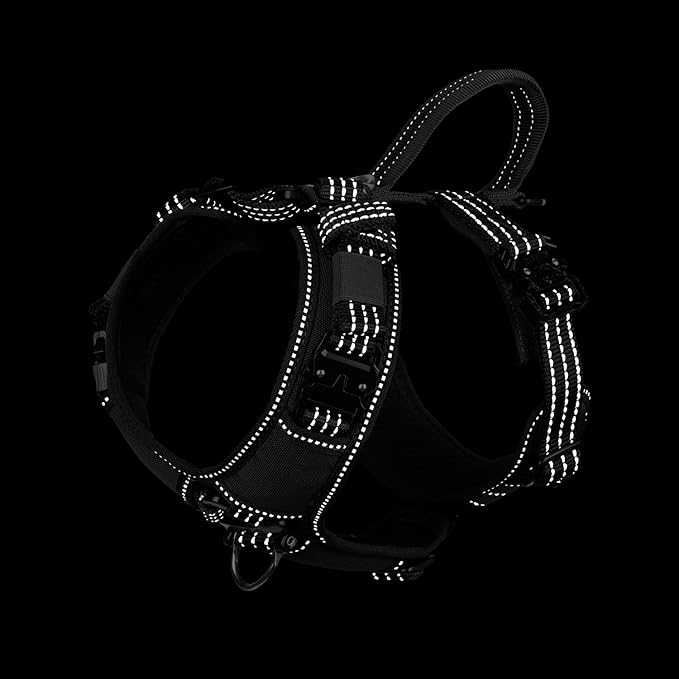 ICEFANG Dog Strap Harness with All-Metal Hardware,for Small Sized Dog,K9 Vest,Y-Shape Soft Padding,Adjustable Pet Harness,No-Pull Front Leash Clip (Small (Pack of 1), Black)