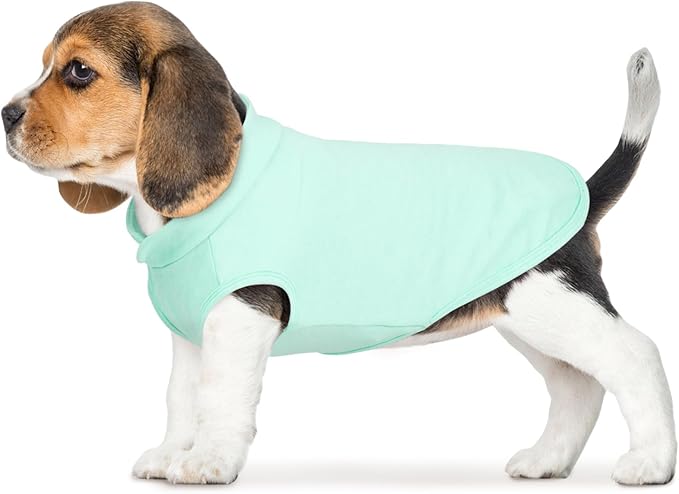 FUAMEY Dog Fleece Vest for Small Dogs,Warm Stretchy Dog Sweatshirts Pullover with Leash Hole Dogs Sweater Soft Pet Turtleneck Cozy Pet Vest Lightweight Sleeveless Blue XXS