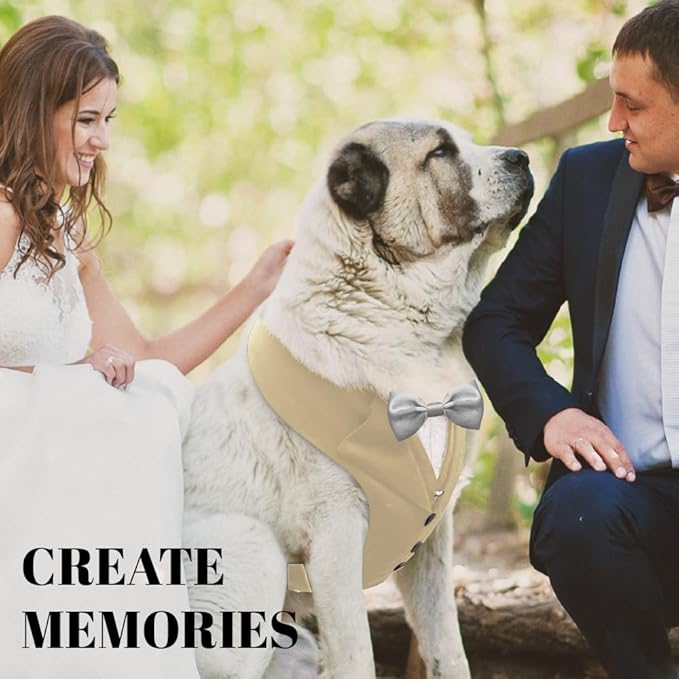 AVERYDAY Dog Tuxedo for Wedding Outfit, Dog Suit and Tie Costumes for Birthday, Halloween, Cosplay, Christmas Party, Pet Formal Wear with Bowtie, Tux for Medium Large Dogs, Bulldog, Labrador, Husky