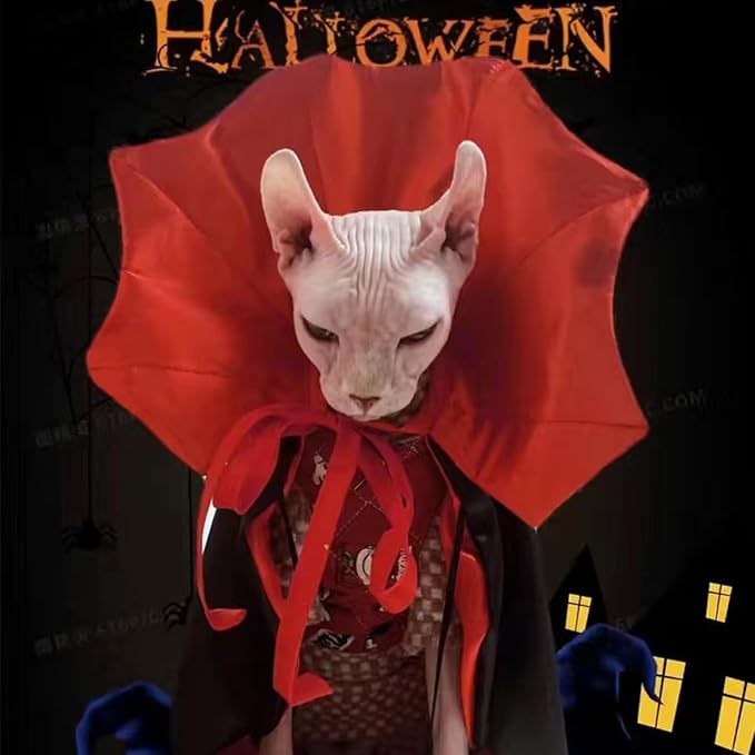 Pet Halloween Vampire Baron Cloak, Festival Cosplay Robe, Pet Halloween Costume Clothes Suit for Medium and Large Cats and Dogs