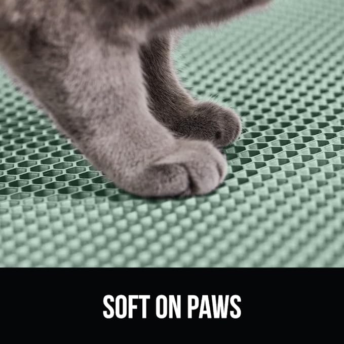 GORILLA GRIP Honeycomb Cat Litter Box Mat, Two Layer Trapping Waste Mats, Soft On Paws, Litter Box Supplies and Essentials for Indoor Cats, Traps Excess, Water Resistant for Floors, 30x24 Sage