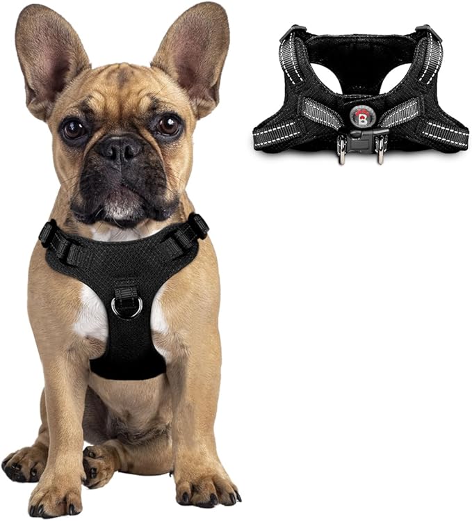 Dog Harness Step in Dog Vest Harness, Reflective Adjustable Puppy No Pull Harness Breathable Soft for Small and Medium Dogs Cats, Black, S