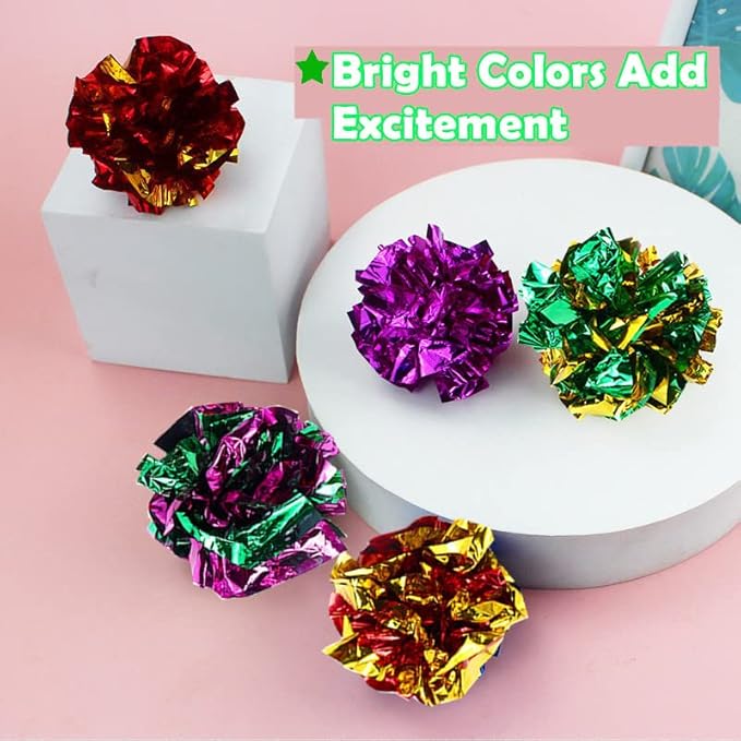 Original Mylar Crinkle Balls Cat Toys - 24 Pack