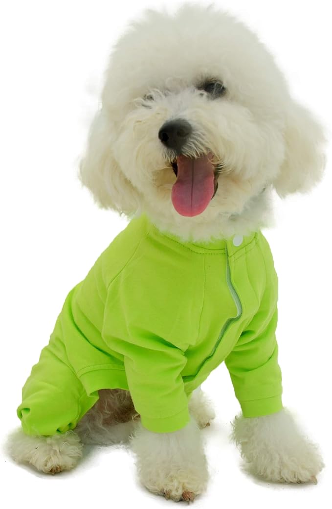 Lovelonglong Four Feet Dog Lightweight Pajamas, Pure Cotton Dog Jumpsuits 4 Legs Dog Onesies T-Shirt Stylish PJS Puppy Costume for Large Medium Small Dogs Green L