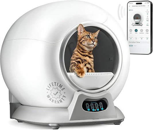 PetCove Self Cleaning Automatic Litter Box for Multi cat - XL Capacity/Quiet Operation/Odor Control/Anti-Pinch Safety/Easy App Control with Ultra Fast 5 GHz Wi-Fi - Includes Litter Bag Liners