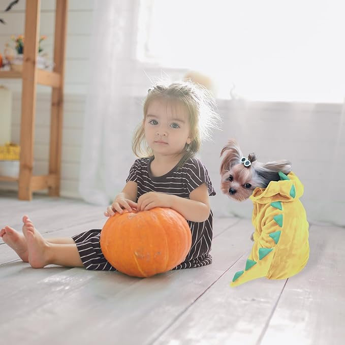 Hotumn Dinosaur Dog Halloween Costume Pet Dino Hoodie for Medium Dogs (XX-Large, Yellow)