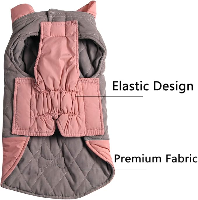 Reversible Dog Coats for Large Dogs Waterproof Warm Dog Jacket for Cold Winter,Pink and Grey XXL