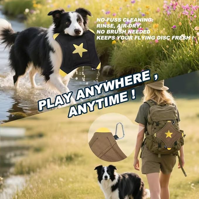 TSPRO Tactical Dog Flying Discs, Anti-Rip Nylon for Aggressive Chewers & Medium to Large Dogs, Water Floating Arched Flyer, Lightweight and Portable for Parks/Beach/Camping/Training (9", Black)