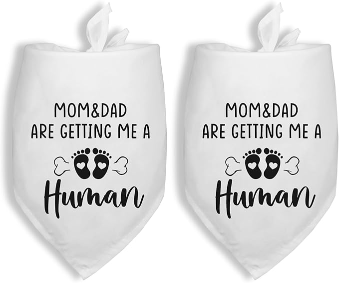 2 Pack Mom&Dad are Getting me a Human Dog Pregnancy Announcement Bandana Pet Accessories for Dog Lovers Gender Reveal Photo Prop Pet Scarf Coming Soon Baby Announcement