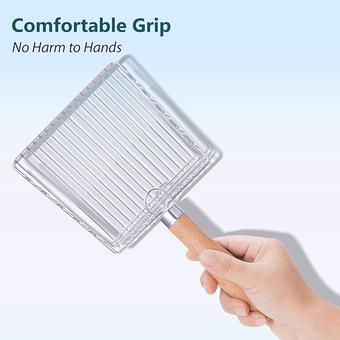 Cat Litter Scoop, Premium Kitty Shovel with Hook and Hole, Metal Sifter Scooper Stainless Steel for Easy Cleaning, Durable and Heavy Duty, Odor-Free for Litter Box