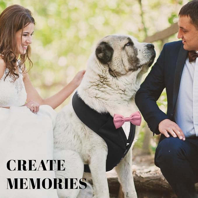 AVERYDAY Dog Tuxedo for Wedding Outfit, Dog Suit and Tie Costumes for Birthday, Halloween, Cosplay, Christmas Party, Pet Formal Wear with Bowtie, Tux for Medium Large Dogs, Bulldog, Labrador, Husky