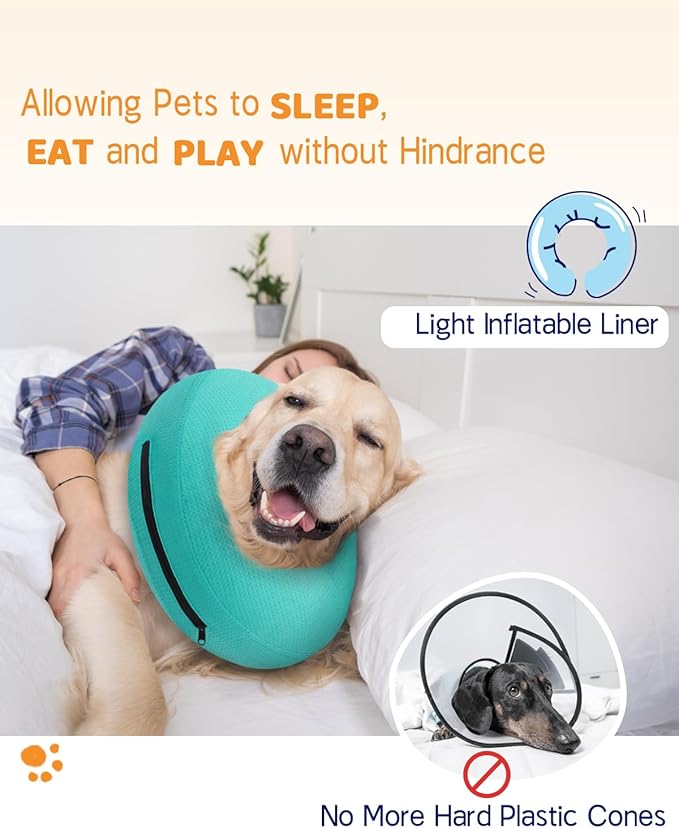 Supet Inflatable Dog Cone Collar for After Surgery Donut, Soft Dog Cones for Small Medium Large Dogs Pets, E Collar Pet Neck Donut Collar Alternative After Surgery