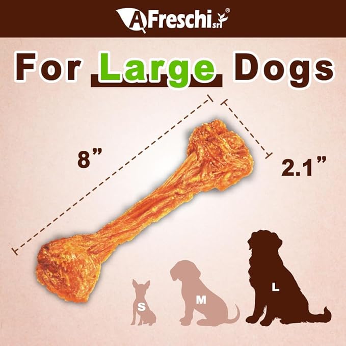 Afreschi Natural Turkey Tendon Bone (L) 3.53 oz, USA-Sourced Turkey Tendon, All Natural Human Grade Dog Chew, Hypoallergenic, Rawhide Alternative, Dog Treats for Large Breeds