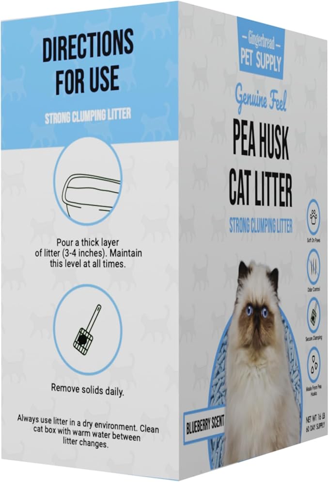 Premium Pea Husk Scented Cat Litter for Happy and Healthy Cats. (16 lbs)(Blueberry)
