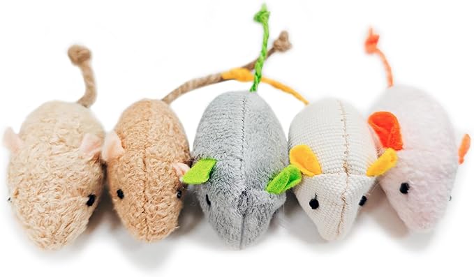 Shudyear cat Toys 5pcs Mouse Toys, Interactive Catnip Animal Toys for Indoor Kittens to Eliminate Boredom for Bored Indoor Cats (5pc)