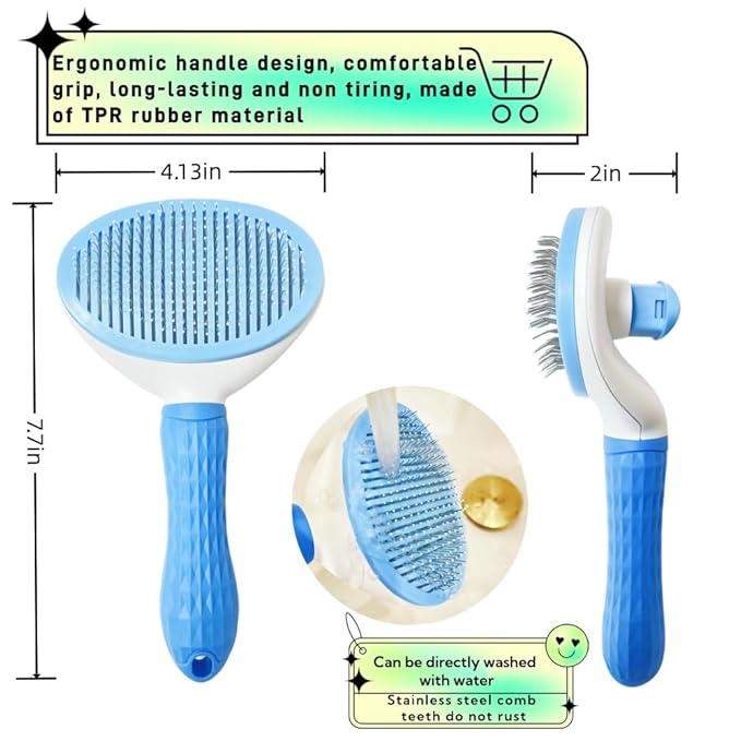 Cat Brush Self Cleaning, Ergonomic Handle,Slicker Cat Brush with Release Button,Tool Suitable for Cats And Dogs Pet Hair Cleaner, Easy to Remove Loose Undercoat ﻿ ﻿