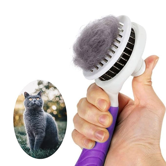 Cat Grooming Brush, Pets Skin Friendly Self Cleaning Slicker Massage Brushes for Shedding Dogs Cats Hair Gentle Remove Loose Undercoat with Long or Short Hairs for All Fur Type- UPGRADED