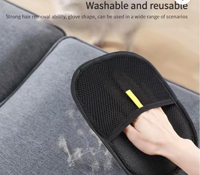 Pet Hair Removal Gloves, Black, Washable and Reusable, for Cats and Dogs, Furniture Cleaning