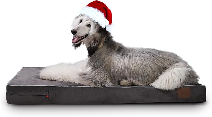 LaiFug Orthopedic Memory Foam Pet(46"x 28"x 4",Slate Grey)/Dog Bed with Durable WaterProof Liner and Removable Washable Cover