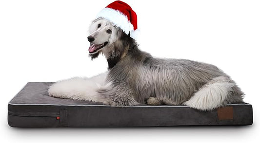 LaiFug Orthopedic Memory Foam Pet(46"x 28"x 4",Slate Grey)/Dog Bed with Durable WaterProof Liner and Removable Washable Cover