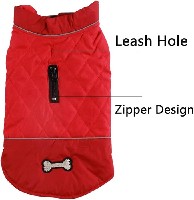 Reversible Dog Coats for Large Dogs Waterproof Warm Dog Jacket for Cold Winter,Red XL