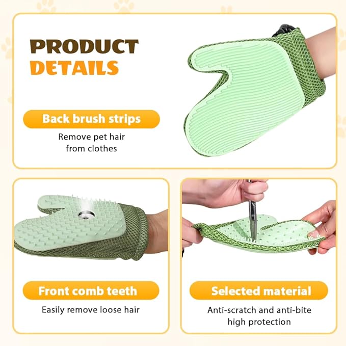 Pet Hair Removal Glove,Efficient Grooming Gloves for Cats & Dogs,Electrostatic Pet Hair Remover for Bed Sheets Couch Clothes Carpet Car Seat,Reusable Washable Hair Remover Gloves (Blue/1PCS)