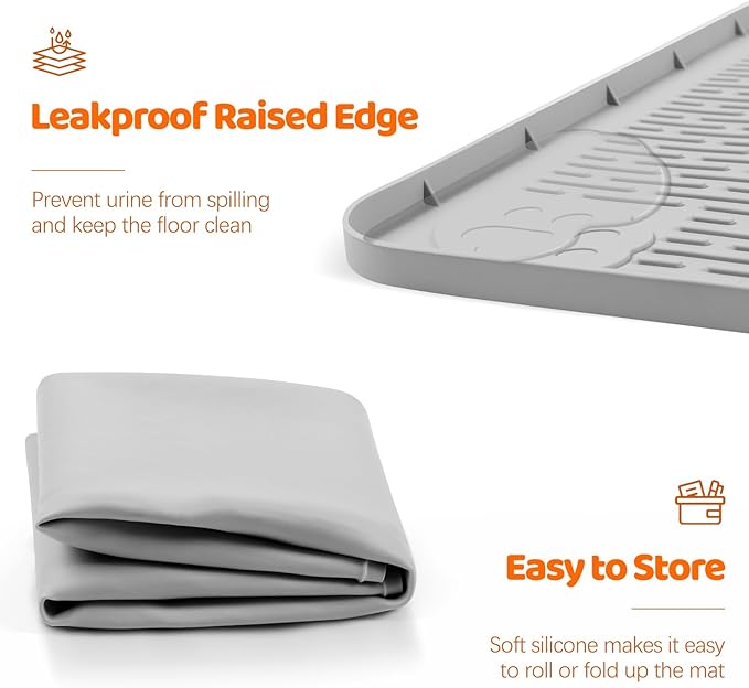 Pee Pads for Dogs, 40" x 28" Extra Large Reusable Dog Silicone Mat for Floor Protector, Washable Non-Slip Dog Training Pads for Potty Training (Grey)