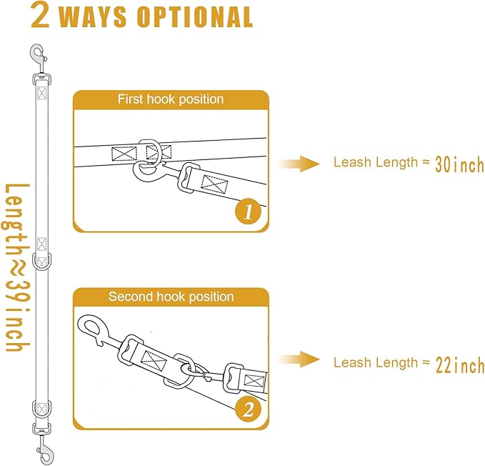 Double Ended Dog Leash,for Obedience Training Easy to Use,Lightweight,Soft for Large and Medium Dogs (Grey, 1M*2.5CM)