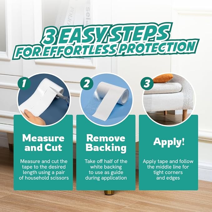 1 Roll Cat Scratch Furniture Protector Tape – Double-Sided Sticky Training (4" x 20ft) – Anti-Scratch Sofa & Couch Guard – Clear, Easy to Apply & Remove – Not for Leather, Velvet, Microfiber