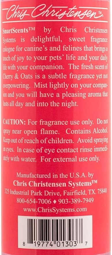 Chris Christensen Smart Scents Cherry & Oat Grooming Cologne, Groom Like a Professional, Long Lasting, Designer Fragrance, 16 oz