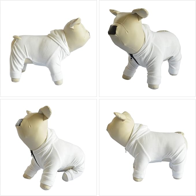 Dog Pajamas Pet Jumpsuits PJS for All Seasons, Velvet Dog Hoodies 4 Legs Four Feet Dog Onesies Stylish PJS Puppy Costume Cotton Liner Warm Pet Clothes for Small Medium Large Dogs White XXL