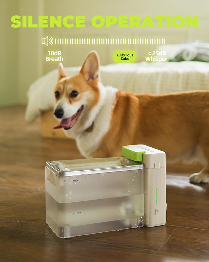 Furbulous True Clean-Drinking Automatic Water Dispenser with Ultrafiltration Tech, 316 Stainless Steel & BPA-Free Trays, 3.3L/112oz Large Bowl, Two-Mode Quiet Fountain for Cat/Medium Dog/Pet (Black)