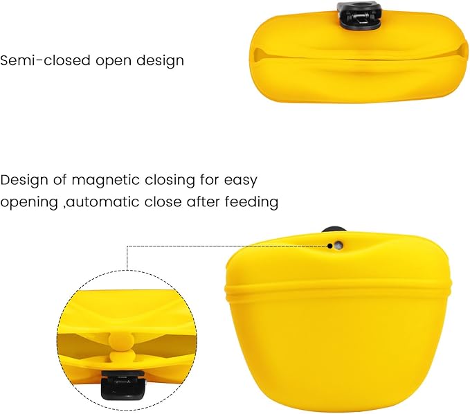 AUDWUD Silicone Dog Treat Pouch,Clip on Portable Training Container,Convenient Magnetic Buckle Closing and Waist Clip,No BPA