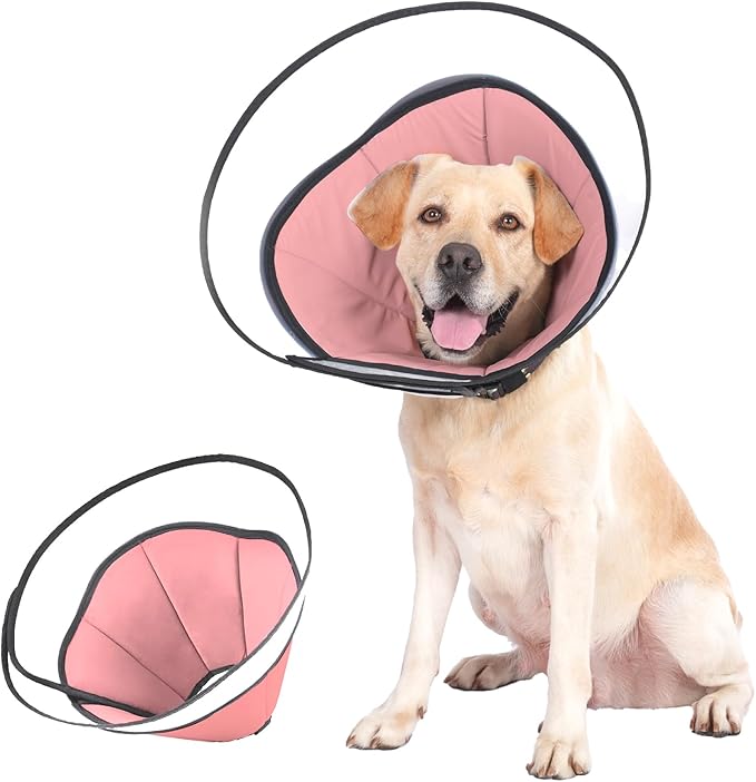 Pet Dog Cone Collar to Stop Licking, Soft Comfy Cones for Large Medium Small Dogs After Surgery, Cone of Shame for Dogs Head Neck Elizabethan Collar-Pink-XL