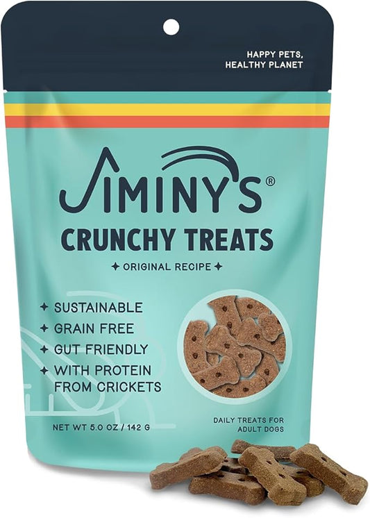 Jiminy's Crunchy Original Peanut Butter & Pumpkin Dog Treat, Hypoallergenic, Prebiotic, Tummy Friendly, Low Calorie, Alternative Cricket Protein, Sustainable, 5oz (Pack of 1)