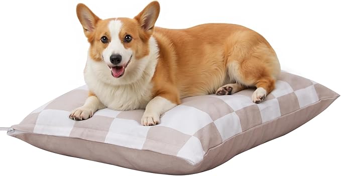 Medium Dog Bed with Removable Washable Cover for Small Dogs Deluxe Plush Dog Crate Beds Comfy Kennel Pad Waterproof Lining and Blue Gel Memory Foam Memory Foam（Brown 30 * 20 * 4in）