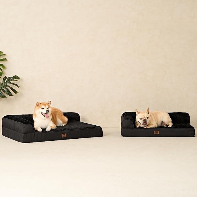 EHEYCIGA Memory Foam Dog Bed Large Sized Dogs, Pet Bed for Large Dog for Crate with Waterproof Liner, Pet Couch Bed Orthopedic with Washable Removable Cover, 35x23x6 Inches, Black