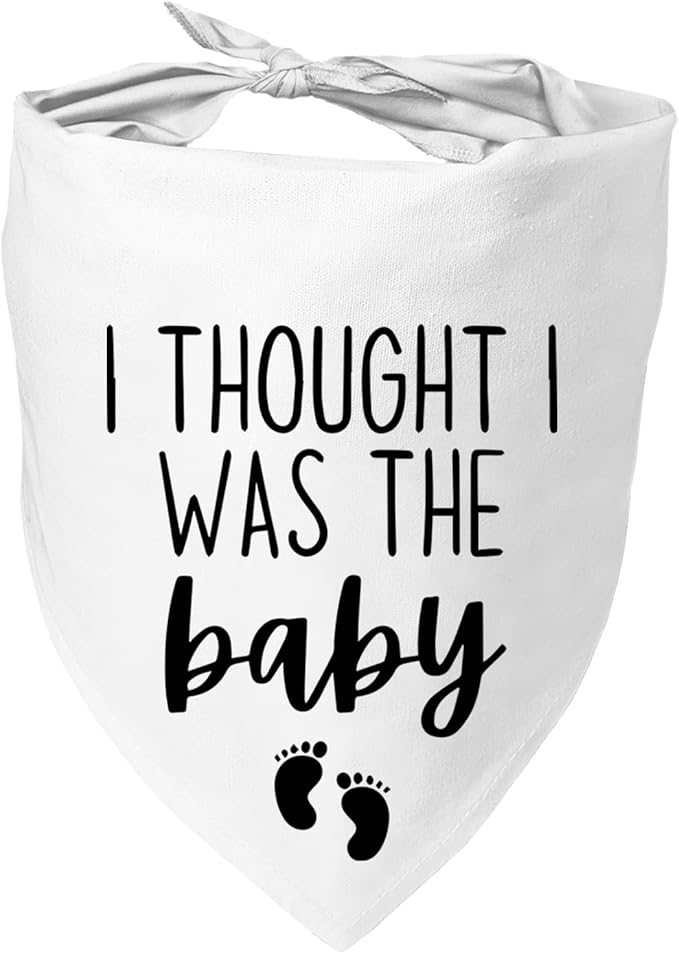 Dog Pregnancy Announcement Bandana for Dogs - Adjustable Pet Scarf for Pregnancy Reveal, White Pet Accessories for Dog Lovers