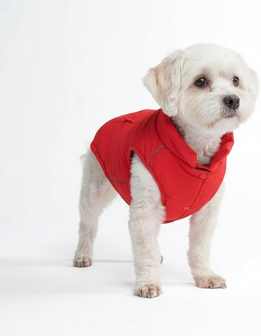 Spark Paws Dog Winter Jacket, Water-Resistant Coat, Warm Reflective Windproof Fleece-Interior, for Medium and Large Dogs - Red - M