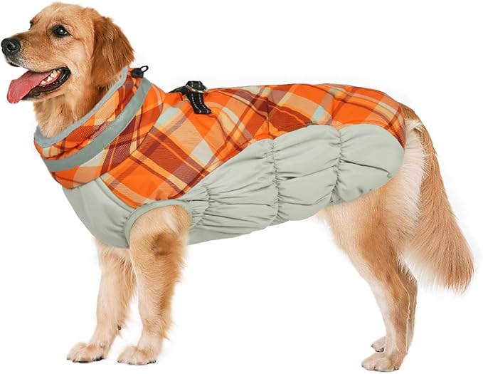 Lelepet Warm Dog Winter Coat Dog Coats for Extra Large Dogs Waterproof Dogs Jacket with Harness Built in Reflective Cold Weather Coats Windproof Zip-Up Winter Fleece Vest Snowsuit Great Dane 3XL