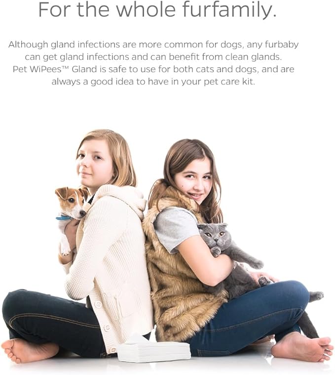 Gland Pet WiPees™ – 100 Wipes for Dogs & Cats Glands, All Natural Dog Anal Gland Cleaning, Cat Butt Wipes, Odor-Fighting Daily Gland Care (Natural, 100ct)