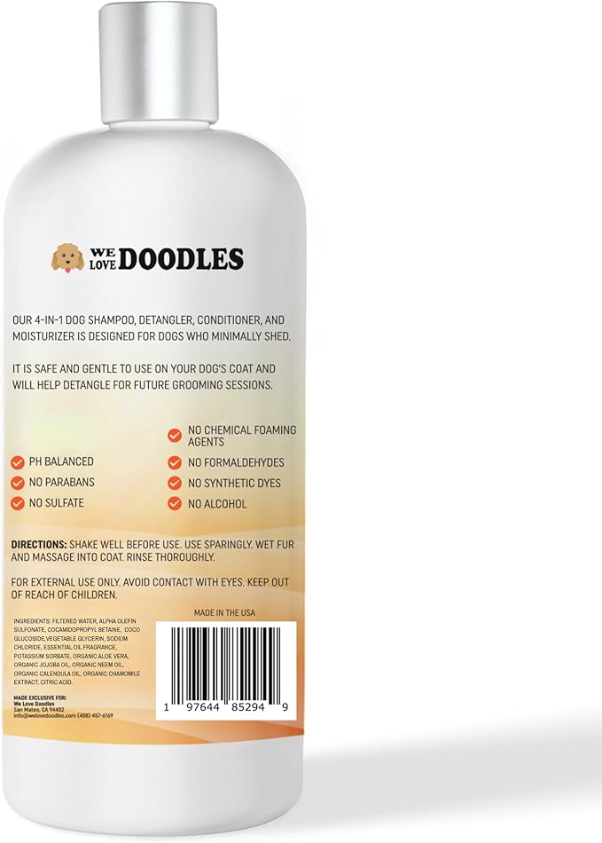 Dog Shampoo and Conditioner & Detangler - Best Goldendoodles, Poodles & Doodle Shampoo for Smelly Dogs - Sensitive Skin Puppy Shampoo - Made in The USA, Doodle Must Haves, 16OZ (Mango)