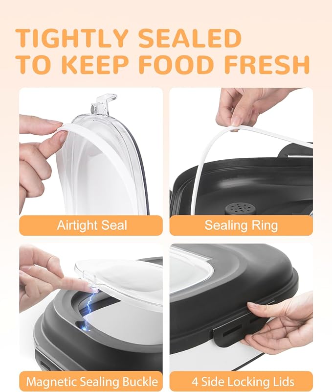 20-50 Lbs Food Storage Containers,Collapsible Rice Container with Wheel Airtight Locking Lid,Flour Storage Container with Small Food Container and Scoop,Suitable for Food,Rice,Pet Food,Flour