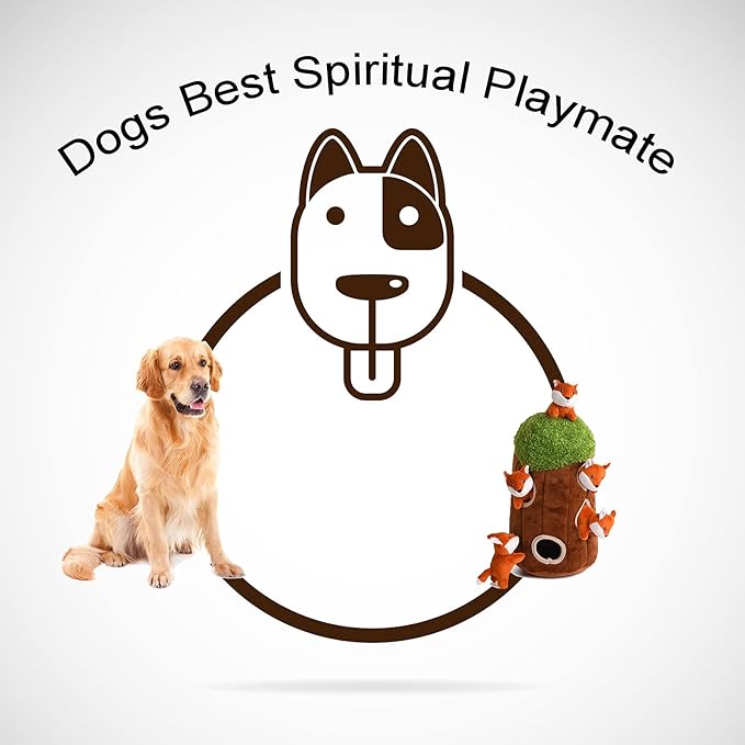 Interactive Squeaky Dog Toys Fox Dog Toy, Stuffing Woodland Friends Burrow, Squeaky Plush Dog Toys for Small Medium Large Dogs Small Size (Large)