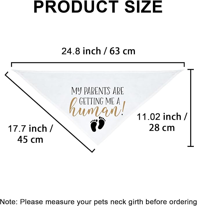 My Parents are Getting me a Human, Pregnancy Announcement Dog Bandana, Gender Reveal Photo Prop Pet Scarf Accessories,Pet Accessories for Dog Lovers (Color)